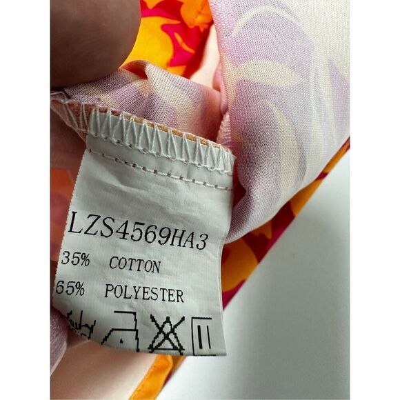 Chicme Floral Print Surfs Up Halter Bohemian Top Zip Back Orange Pink Size M - Picture 6 of 11